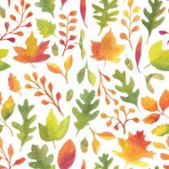 Colorful autumn leaves seamless pattern Vectorized watercolor painting