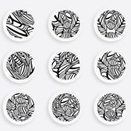 set of abstract black and white stripe pattern for design