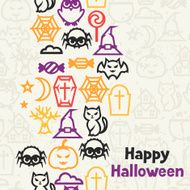 Happy halloween greeting card with flat icons