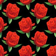 Watercolor seamless pattern with red roses flowers N9