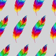 Seamless pattern with rainbow feathers