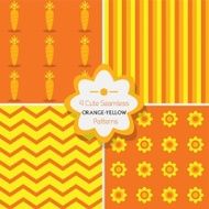 Set of 4 cute seamless orange and yellow patterns