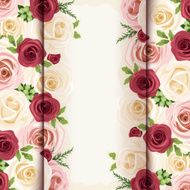 Invitation card with red pink and white roses Vector eps-10