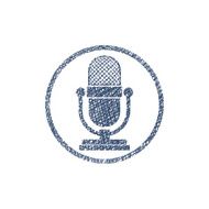 Retro microphone vector icon with hand drawn lines texture
