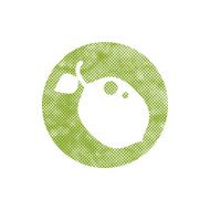 Icon lime with pixel print halftone dots texture N2