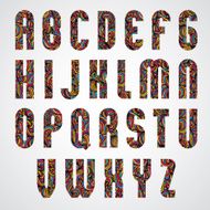 Trendy bold condensed alphabet letters design decorated