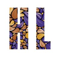 Beautiful floral alphabet letters K and L