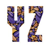 Beautiful floral alphabet letters Y and Z