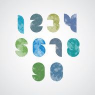 Halftone print dots textured modern shape numbers