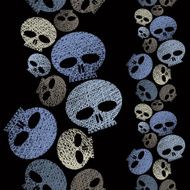 Skulls seamless pattern horror and hard rock theme backdrop