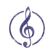 Treble clef icon with halftone dots print texture