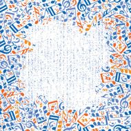 Musical notes frame with grunge texture