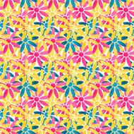 Watercolor seamless pattern with daisy flowers N2