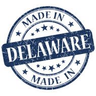 made in Delaware blue round grunge isolated stamp