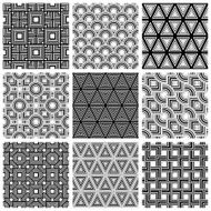 Black and White Geometric Seamless Patterns set N2