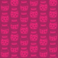 Funny Pink strawberry jam jars Seamless vector pattern