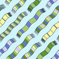 Wavy background with striped scarves and snowflakes Seamless vector pattern N2