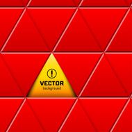 Abstract red triangular pattern with yellow sign