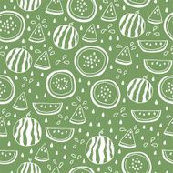 Seamless pattern of color hand drawn watermelons N4
