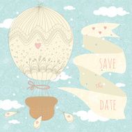 Romantic wedding card with a balloon and ribbon N2