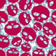 Red skulls geometric seamless pattern