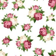Seamless vintage pattern with pink and white roses Vector illustration