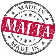 made in MALTA red grunge stamp isolated on white background