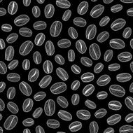 Monochrome Coffee Beans Illustration Seamless vector pattern N2