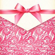 Vintage wedding card template with pink bow N2