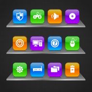 Computer icons on glass docks