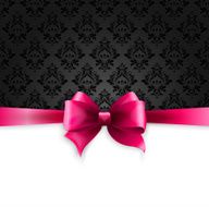 Invitation card with Pink holiday ribbon on vintage background N2