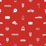 taxi icons red seamless pattern eps10