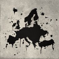 Europe map graffiti black splats on wall N2