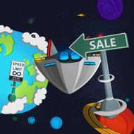 Cosmic background with the space ship N2