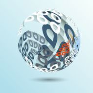 abstract colorful floral ball pattern with blue background