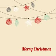 Christmas greeting card with garland christmas balls stars