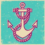 Retro Screen Print Tattoo Style Anchor