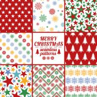 Set Of Christmas And New Year Seamless Patterns With Snowflakes