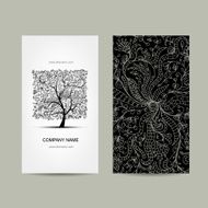 Vintage business cards floral tree design N2