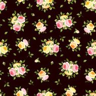 Seamless pattern with pink orange and yellow roses Vector illustration