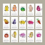 Funny animals set of cards Watercolor sketch for your design