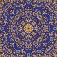 Ornamental blue-yellow round background N2