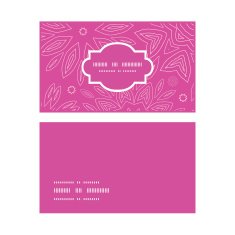 Vector pink abstract flowers texture horizontal frame pattern business cards N2