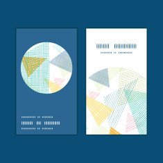 Vector abstract fabric triangles vertical round frame pattern business cards N3