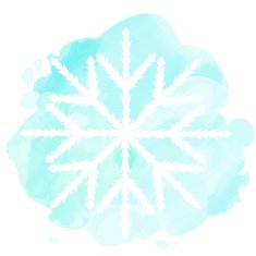 Watercolor illustration with white snowflake N2