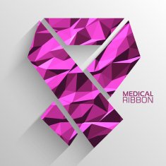 Polygonal ribbon cancer vector background concept