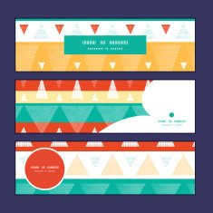 Vector vibrant ikat stripes horizontal banners set pattern background