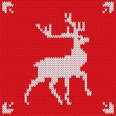 Christmas Knitted background with deer Vector N2