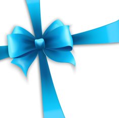 Invitation card with blue holiday ribbon and bow N2