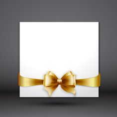 Invitation card with Gold holiday ribbon and bow